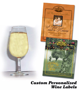 Customized wine glasses and wine labels available at the Winery at Marjim Manor.