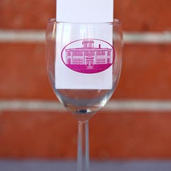 Personalized wine glass with logo in red
